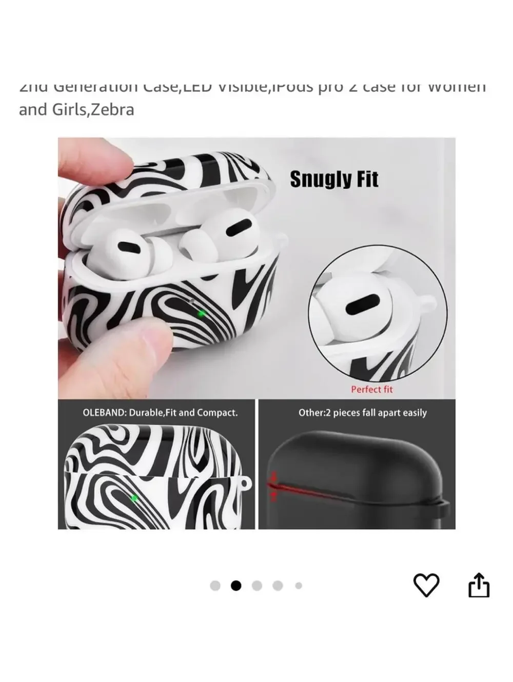 Apple AirPods Pro Case 1 & 2 / Zebra Print Cover